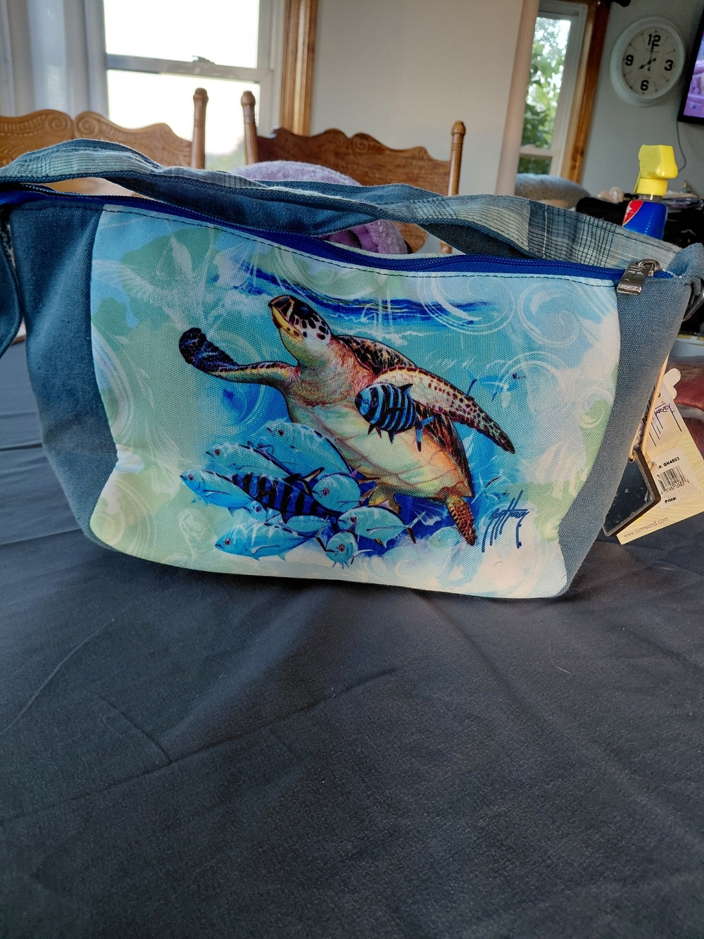 Guy Harvey Sea Turtle Canvas Shoulder Bag - Blue-NWT